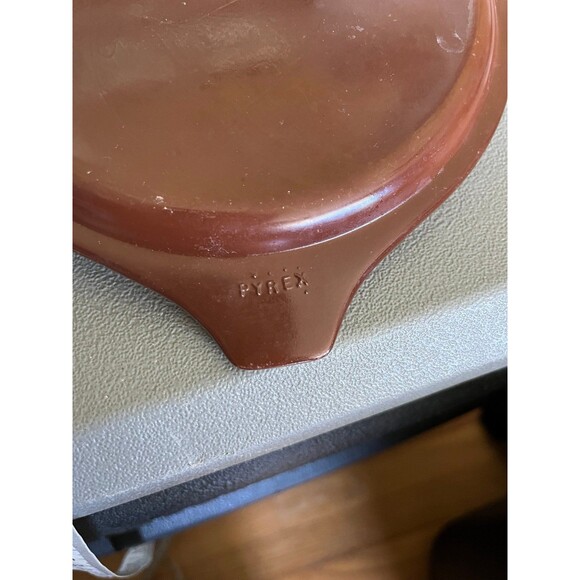 Vintage Pyrex Covered Casserole Dishes Bowls Tan Orange Gold with Brown Lid - Picture 9 of 11